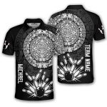 Black White Aztec Calendar Bowling Strike Custom Bowling Shirt