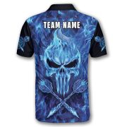 Blue Fire Flame Punisher Skull Arrows Custom Darts Shirt - Image 4