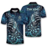 Blue Toxic Skull Dartboard Graphic Custom Darts Shirt