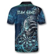 Blue Toxic Skull Dartboard Graphic Custom Darts Shirt - Image 4