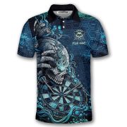 Blue Toxic Skull Dartboard Graphic Custom Darts Shirt - Image 3