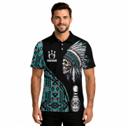 Blue Tribe Design Native American Custom Bowling Shirt - Image 2