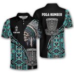 Blue Tribe Design Skull Native American Custom Disc Golf Shirt