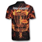 Flaming Skull USA Flag Disc Basket Custom Disc Golf Shirt - Image 4
