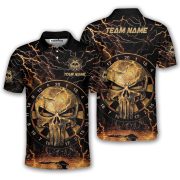 Gold Punisher Skull Dartboard Lightnings Custom Darts Shirt