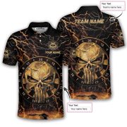 Gold Punisher Skull Dartboard Lightnings Custom Darts Shirt - Image 5