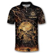 Gold Punisher Skull Dartboard Lightnings Custom Darts Shirt - Image 3