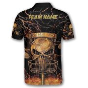 Gold Punisher Skull Lightnings Disc Basket Custom Disc Golf Shirt - Image 4