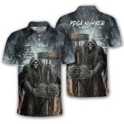 Gothic Grim Reaper Gray Dark Custom Disc Golf Shirt