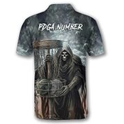 Gothic Grim Reaper Gray Dark Custom Disc Golf Shirt - Image 4