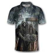 Gothic Grim Reaper Gray Dark Custom Disc Golf Shirt - Image 3