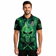 Green Fire Flame Punisher Skull Arrows Custom Darts Shirt - Image 2