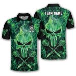 Green Fire Flame Punisher Skull Arrows Custom Darts Shirt