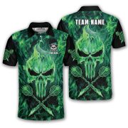 Green Fire Flame Punisher Skull Arrows Custom Darts Shirt
