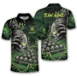 Green Toxic Skull Billiard Graphic Custom Pool Shirt