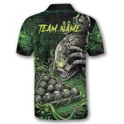 Green Toxic Skull Billiard Graphic Custom Pool Shirt - Image 4