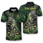 Green Toxic Skull Dartboard Graphic Custom Darts Shirt