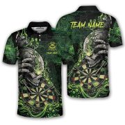 Green Toxic Skull Dartboard Graphic Custom Darts Shirt