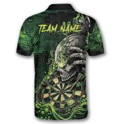 Green Toxic Skull Dartboard Graphic Custom Darts Shirt - Image 4