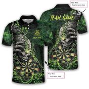 Green Toxic Skull Dartboard Graphic Custom Darts Shirt - Image 5