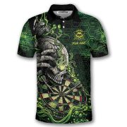 Green Toxic Skull Dartboard Graphic Custom Darts Shirt - Image 3