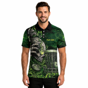Green Toxic Skull Disc Basket Custom Disc Golf Shirt - Image 2