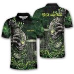 Green Toxic Skull Disc Basket Custom Disc Golf Shirt