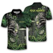 Green Toxic Skull Disc Basket Custom Disc Golf Shirt