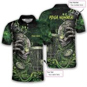Green Toxic Skull Disc Basket Custom Disc Golf Shirt - Image 5