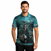 Grim Reaper 8 Ball Billiard Dark Gothic Art Custom Pool Shirt - Image 2