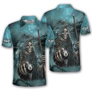 Grim Reaper 8 Ball Billiard Dark Gothic Art Custom Pool Shirt