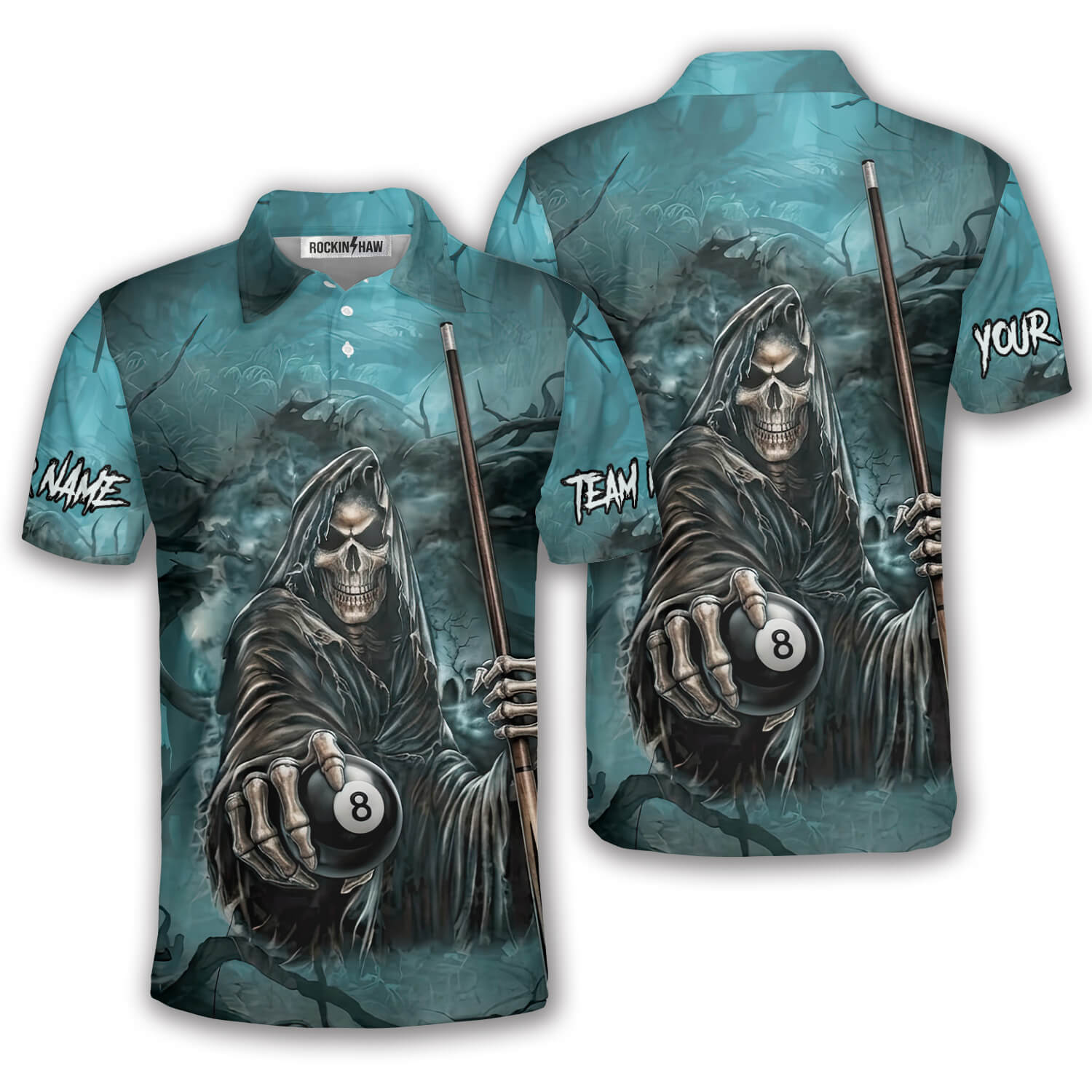 Grim Reaper 8 Ball Billiard Dark Gothic Art Custom Pool Shirt #395PRM20260520 Mockup FB Grim Reaper 8 Ball Billiard Dark Gothic Art Custom Pool Shirt - Image 1