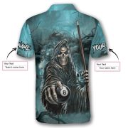 Grim Reaper 8 Ball Billiard Dark Gothic Art Custom Pool Shirt - Image 5