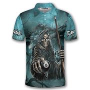 Grim Reaper 8 Ball Billiard Dark Gothic Art Custom Pool Shirt - Image 3