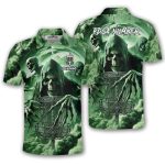 Grim Reaper Skeletons Green Smoke Custom Disc Golf Shirt