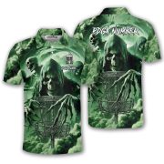 Grim Reaper Skeletons Green Smoke Custom Disc Golf Shirt