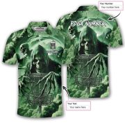 Grim Reaper Skeletons Green Smoke Custom Disc Golf Shirt - Image 5