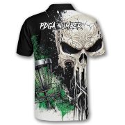 Grungy Skull Disc Basket Green Splatter Design Custom Disc Golf Shirt - Image 4