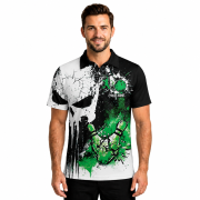 Punisher Skull Grunge Green Bowling Strike Custom Bowling Shirt - Image 2