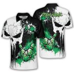 Punisher Skull Grunge Green Bowling Strike Custom Bowling Shirt