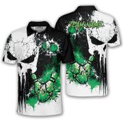 Punisher Skull Grunge Green Bowling Strike Custom Bowling Shirt