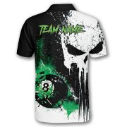 Punisher Skull Grunge Green Broken 8 Ball Billiard Custom Pool Shirt - Image 4