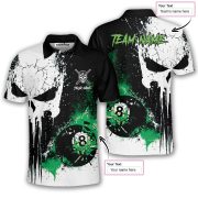 Punisher Skull Grunge Green Broken 8 Ball Billiard Custom Pool Shirt - Image 5