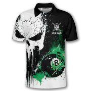 Punisher Skull Grunge Green Broken 8 Ball Billiard Custom Pool Shirt - Image 3