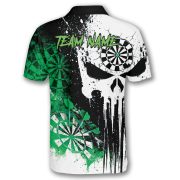 Punisher Skull Grunge Green Darboard Custom Darts Shirt - Image 4