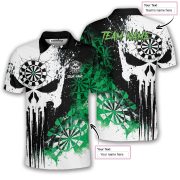 Punisher Skull Grunge Green Darboard Custom Darts Shirt - Image 5