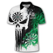 Punisher Skull Grunge Green Darboard Custom Darts Shirt - Image 3