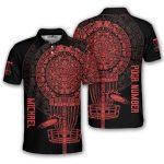 Red Black Aztec Calendar Disc Basket Custom Disc Golf Shirt