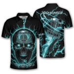 Teal Skull Mechanic Disc Basket Custom Disc Golf Shirt