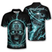 Teal Skull Mechanic Disc Basket Custom Disc Golf Shirt